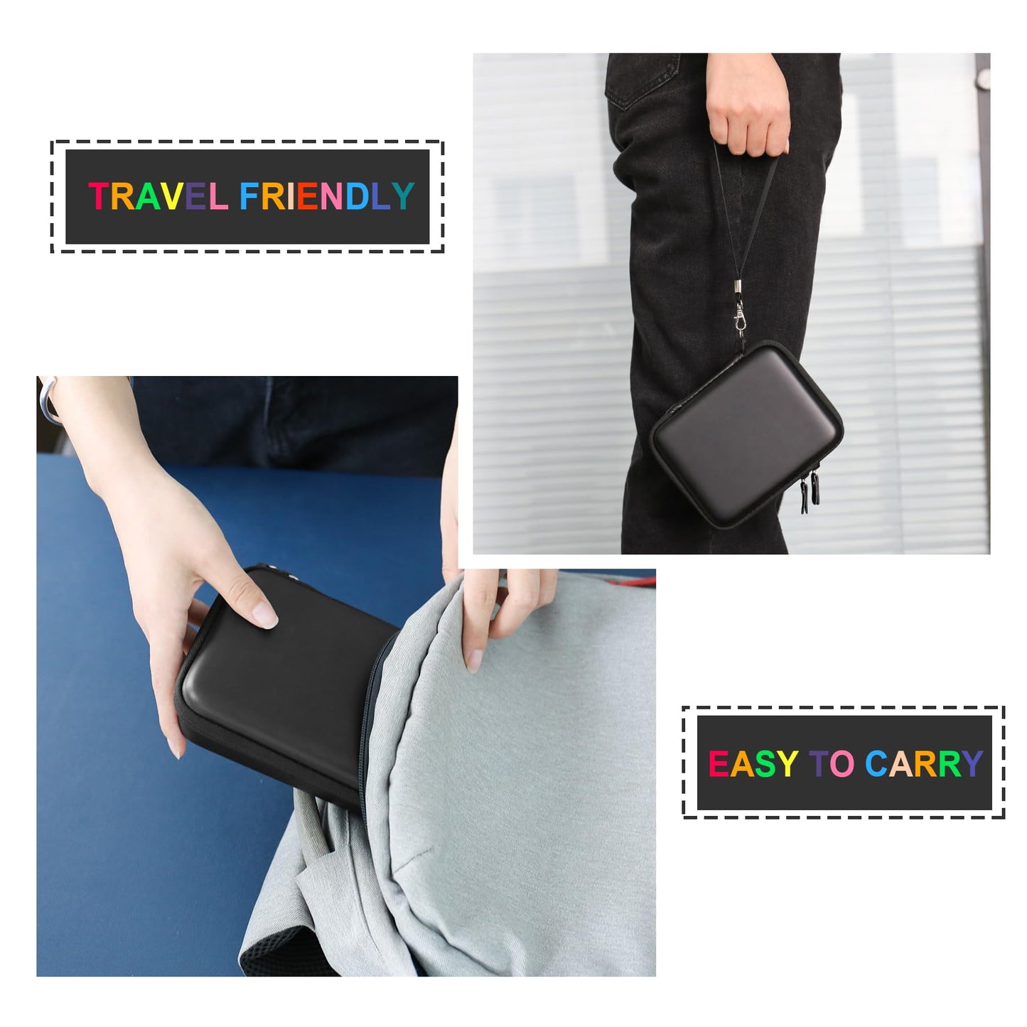 Supmay Hard Carrying Case for RG406V/ RG405V Handheld Game Console Retro Game Protective Case with Zipper Mesh Pocket for SD Card USB Charging Cable User Manual Black