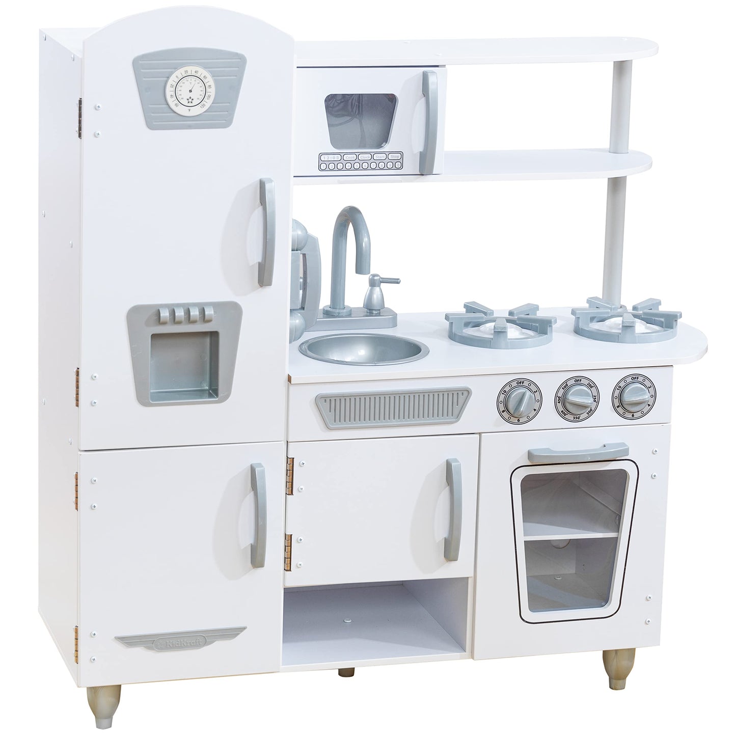 KidKraft Vintage Wooden Play Kitchen with Pretend Ice Maker and Play Phone, White