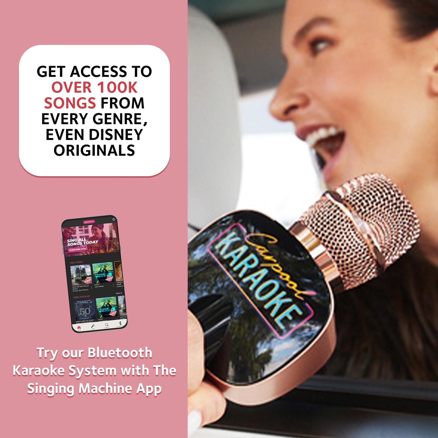 Carpool Karaoke Machine For Kids & Adults, Carpool Karaoke The Mic 2.0 - Wireless & Bluetooth Karaoke Microphone With Voice Chan