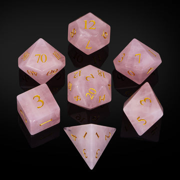 UDIXI Stone Dice Set D&D 7PCS Gemstone Dice Polyhedral DND Dice with Gift Case for Dungeons and Dragons Role Playing Games(Rose