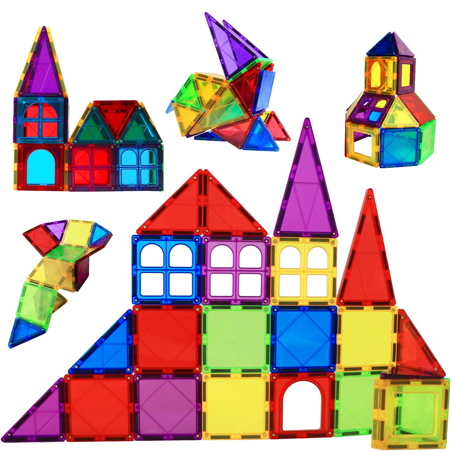 MAGBLOCK Magnetic Blocks - Magnetic Tiles for Kids - 3D Magnetic Building Blocks for Toddlers Building Blocks with Clear Color E