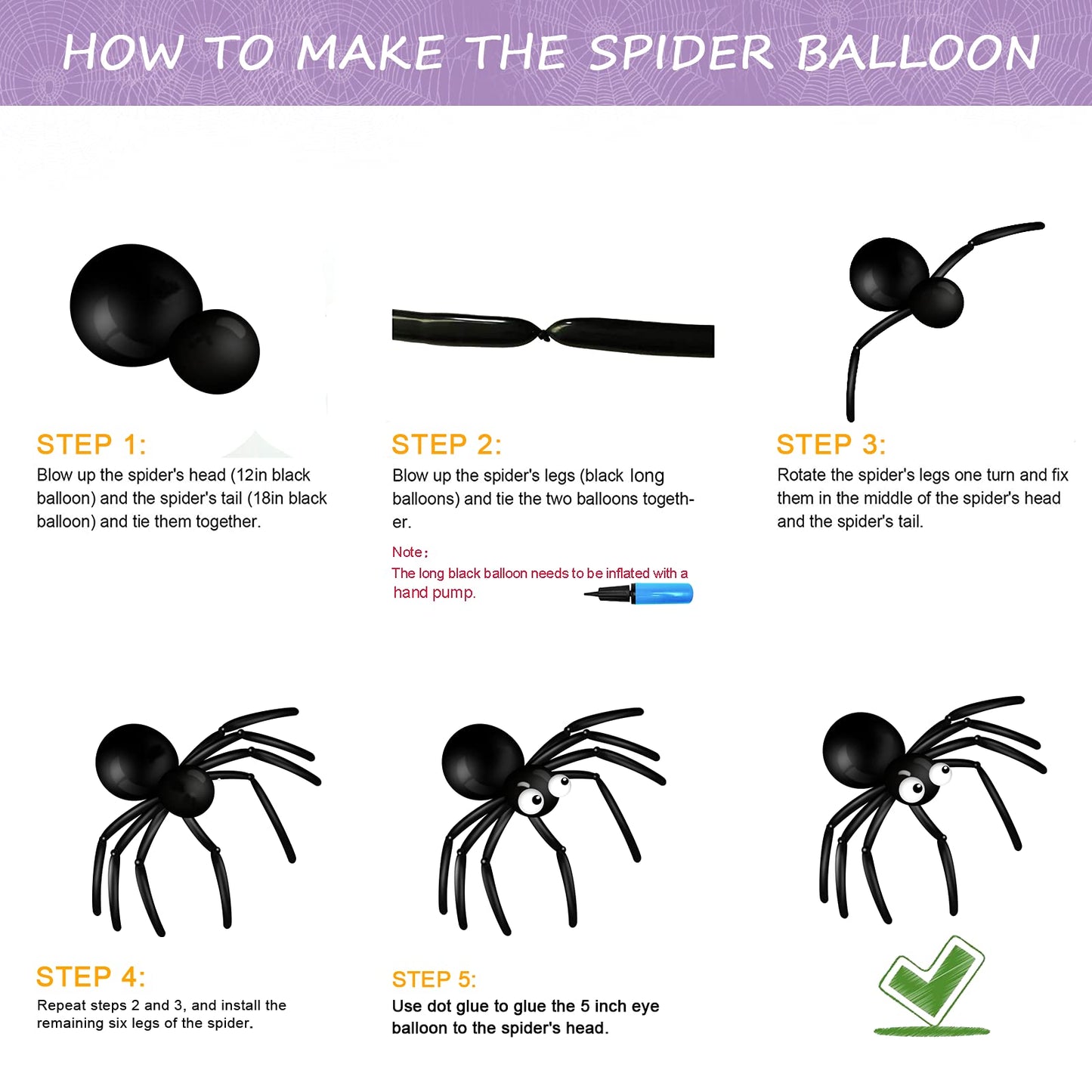 Bonropin Halloween Balloon Garland Arch Kit With Halloween Spider Web, Boo Aluminum Foil Banner Balloons, Spider Balloons, Black