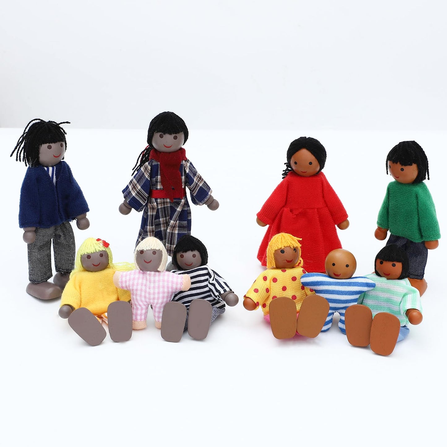 Onest 18 Pieces Wooden Dollhouse Family Set Mini People Figures Dog Cat Sets Dollhouse Dolls Wooden Doll Family Pretend Play Figures Accessories For Pretend Doll House Toy