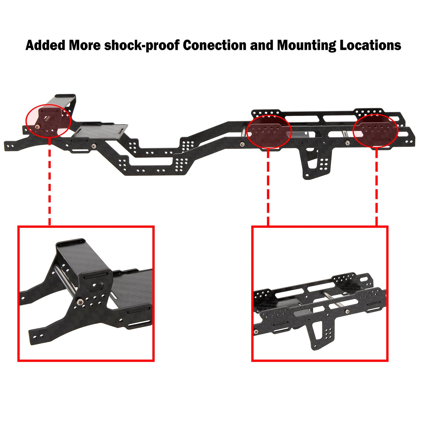 MEUS RACING SCX24 LCG Chassis Carbon Fiber Frame for Axial SCX24 6 6 RC Crawler Upgrades Parts Black