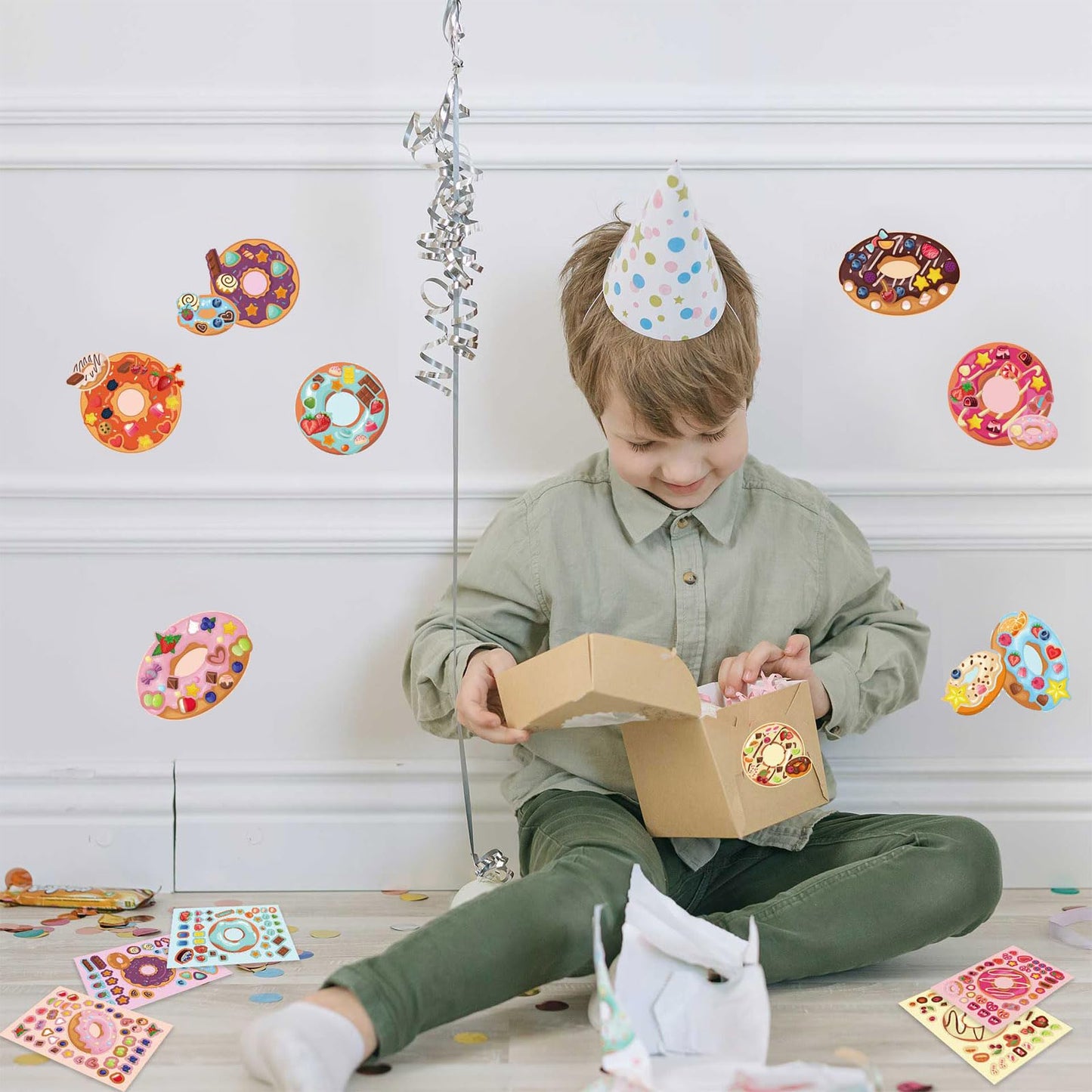 24 Sheets Donut Make A Face Sticker Sheets For Kids Todders Activities, Make Your Own Stickers For Kids Birthday Party Favor Sup