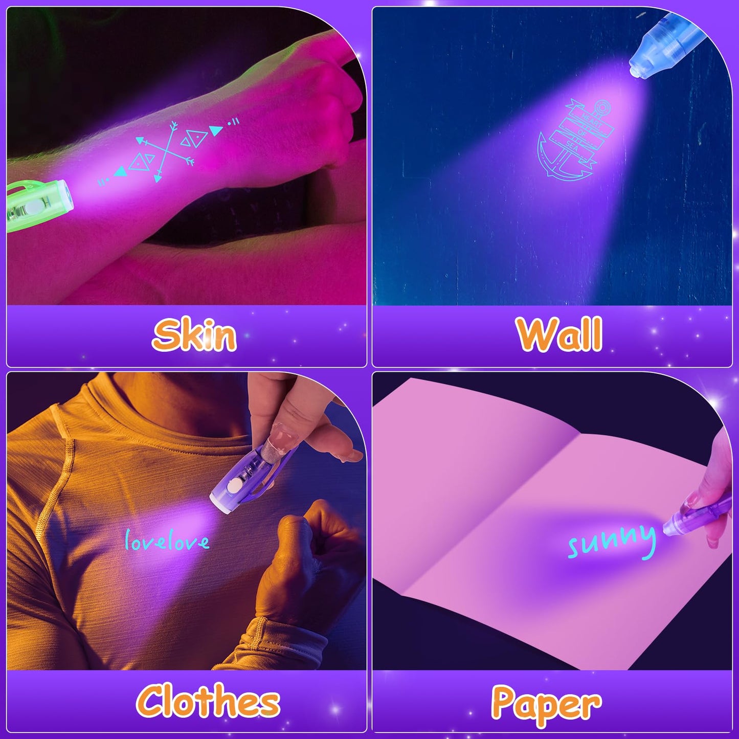 30Pcs Invisible Ink Pen, Spy Invisible Ink Pen With Uv Light, For Kids Halloween Party Favor, Christmas Gift Funny Pens For Chil