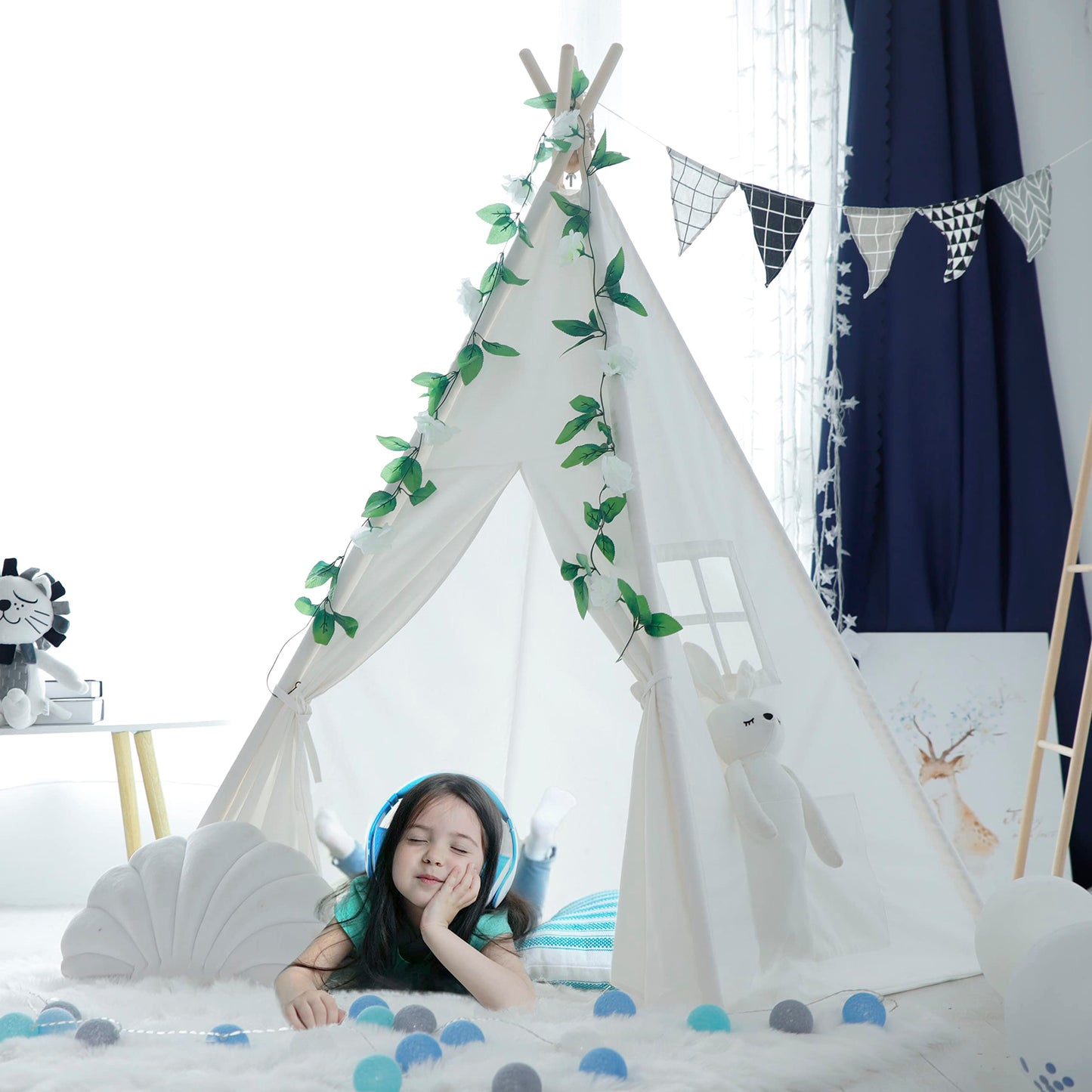 Rongfa Teepee Tent For Kids-Portable Children Play Tent Indoor Outdoor (White)