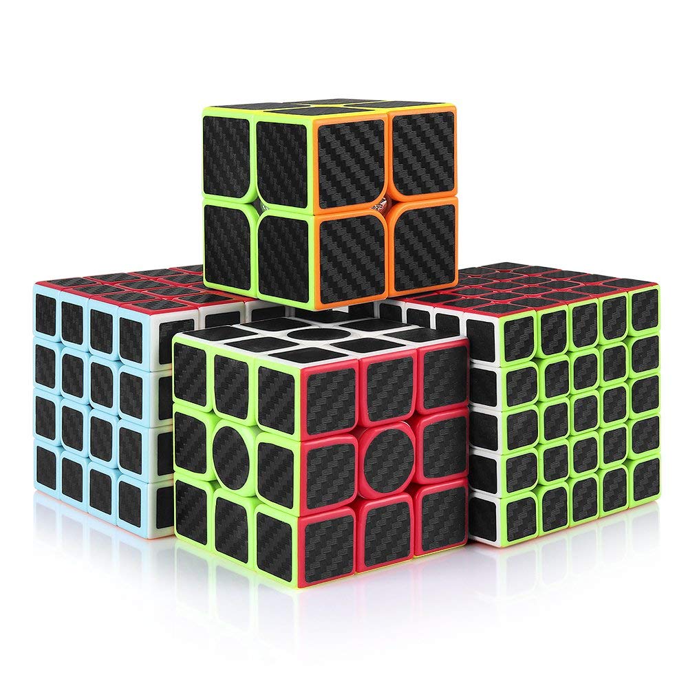 Cfmour Speed Cube 2X2 3X3 4X4 5X5 Set, Fast Magic Cube Bundle For Kids, Smooth Carbon Fiber Cubes, Puzzle Toys
