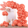 Voircoloria 130Pcs Coral Red Balloons Different Sizes 18'' 12'' 10'' 5'' Pastel Red Latex Balloon Garland Arch Kit For Birthday
