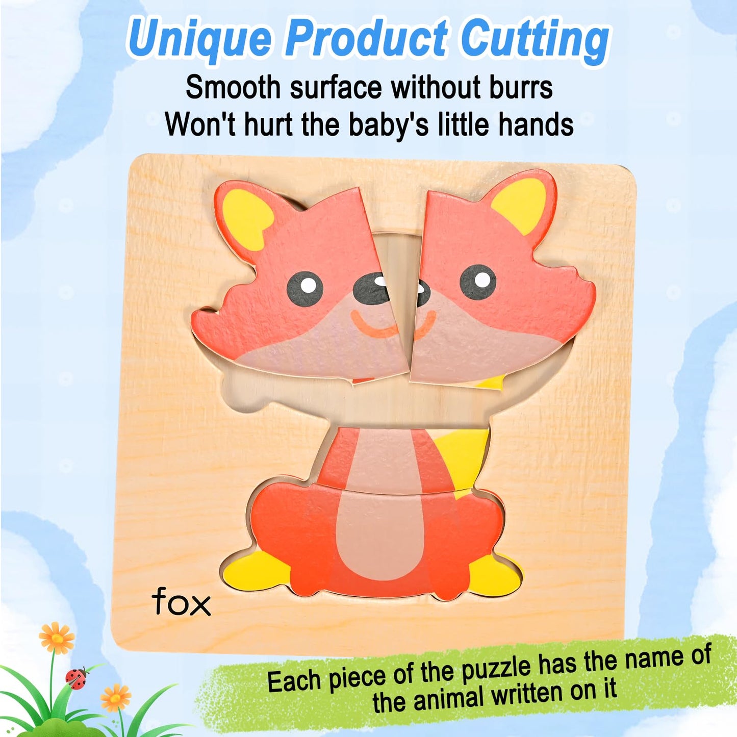 8Pcs Wooden Puzzles For Toddlers 1 2 3 4, Toddler Puzzles Ages 1 2 3 4, Montessori Educational Jigsaw Toys Preschool Puzzles Chr