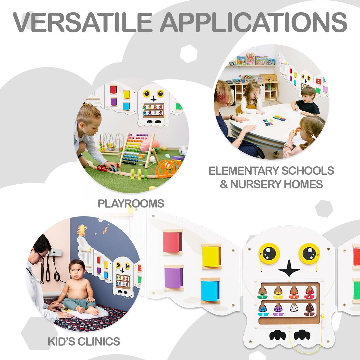 Monlurd Owl Montessori Busy Board,Sensory Board,Educational Toys,Activity Cube,Wall Toys,Daycare Furniture,Playroom Furniture,In