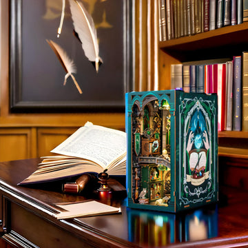 Fsolis Book Nook Kits For Adults, Diy Miniature House Kit Puzzle Booknook Magic Halloween Book Nook Bookshelf Alley Decorative Bookends For Women Teenagers (Darkness Common Room)