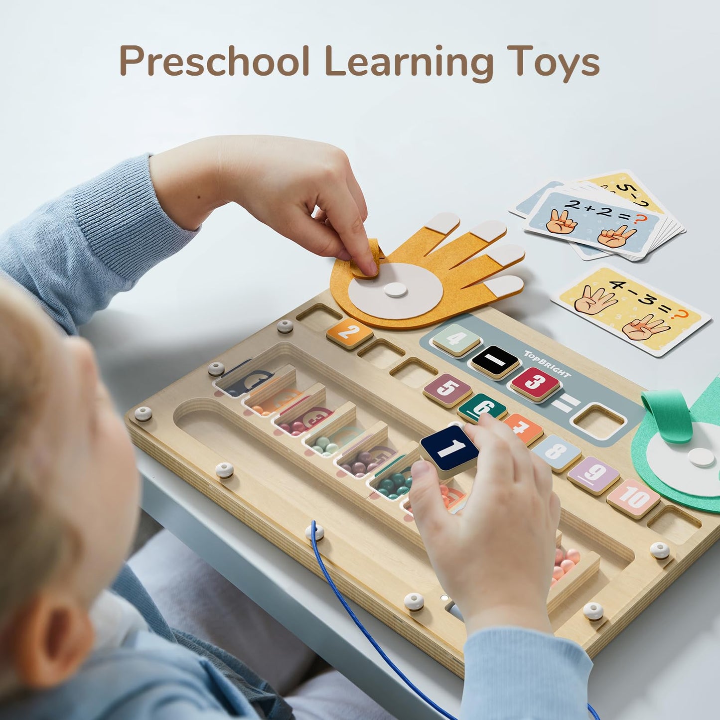 Top Bright Finger Math Addition & Subtraction Toys For Kids, Interactive Magnetic Beads Sorting Matching Learning Game For Ages