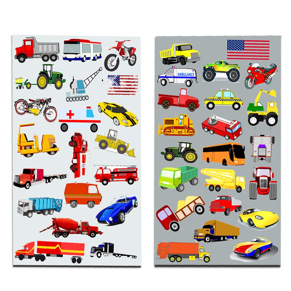 Cars and Trucks Stickers Party Supplies Pack Toddler - Over 160 Stickers for Toddler Boys and Girls (Cars, Fire Trucks, Construc