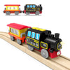 Z MAYABBO Battery Operated Magnetic Locomotive Train Toy for Wooden Tracks - Compatible with Thomas, Brio, Chuggington, Black & Red