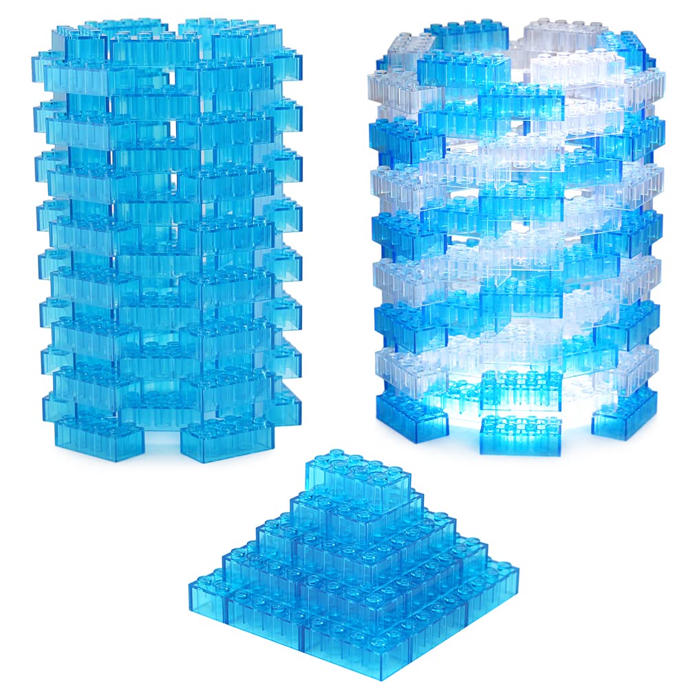 Feleph 320 Pieces Transparent Medium Blue 2X4 Bricks Parts Building Kit Creative Play Set Blocks Classic Toy Accessories Compatible With 3001 Major Brands (Trans Medium Blue)