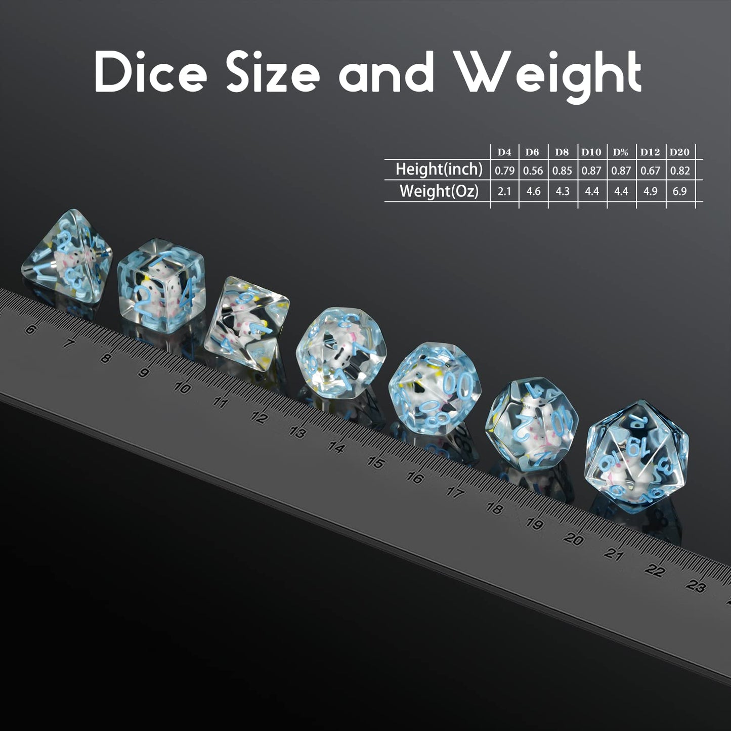 Unicorn DND Dice Set, DNDND 7PCS Cute Resin D&D Dice with Velvet Bag for Dungeons and Dragons Role Playing Games and Tabletop Ga
