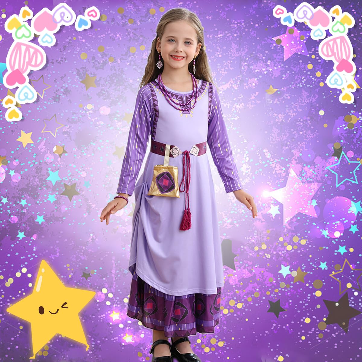 Itvti Wish Asha Costume For Girls Princess Halloween Christmas Dress Purple Cosplay Outfit, 3-4 Years(Tag 110)