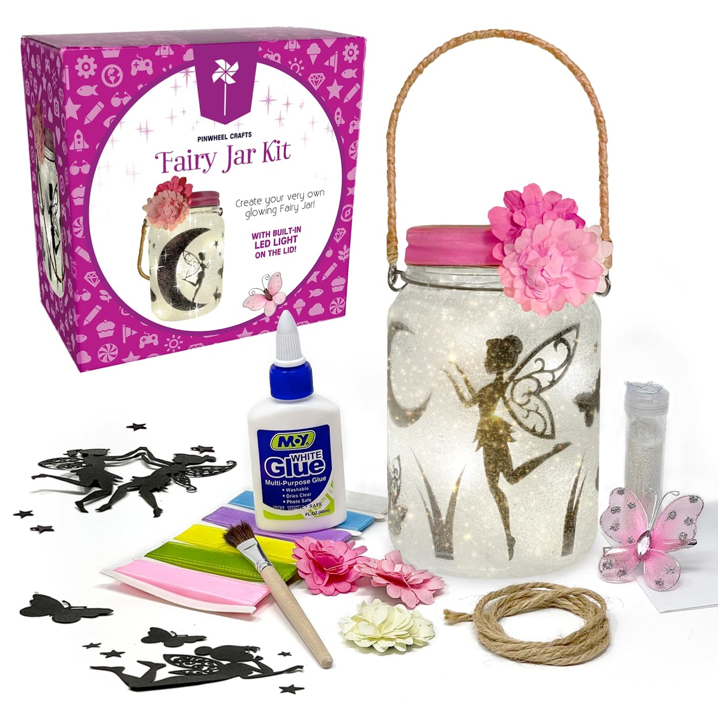 Pinwheel Crafts Holobrite Fairy Lantern Toy For Kids Ages 8-12 - Make Your Own Night Light - Fairy Jar Gift For Girls With Led Light - Arts And Crafts Kit For Kids