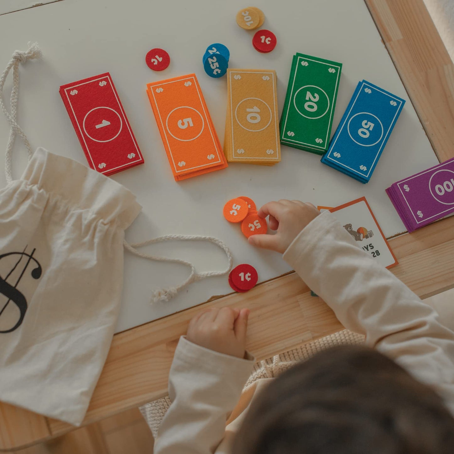 Good Ground Pretend Play Kids Felt Money Educational Montessori Toy Dollars Bills Coins Wallet Childrens Counting Set Toddlers S
