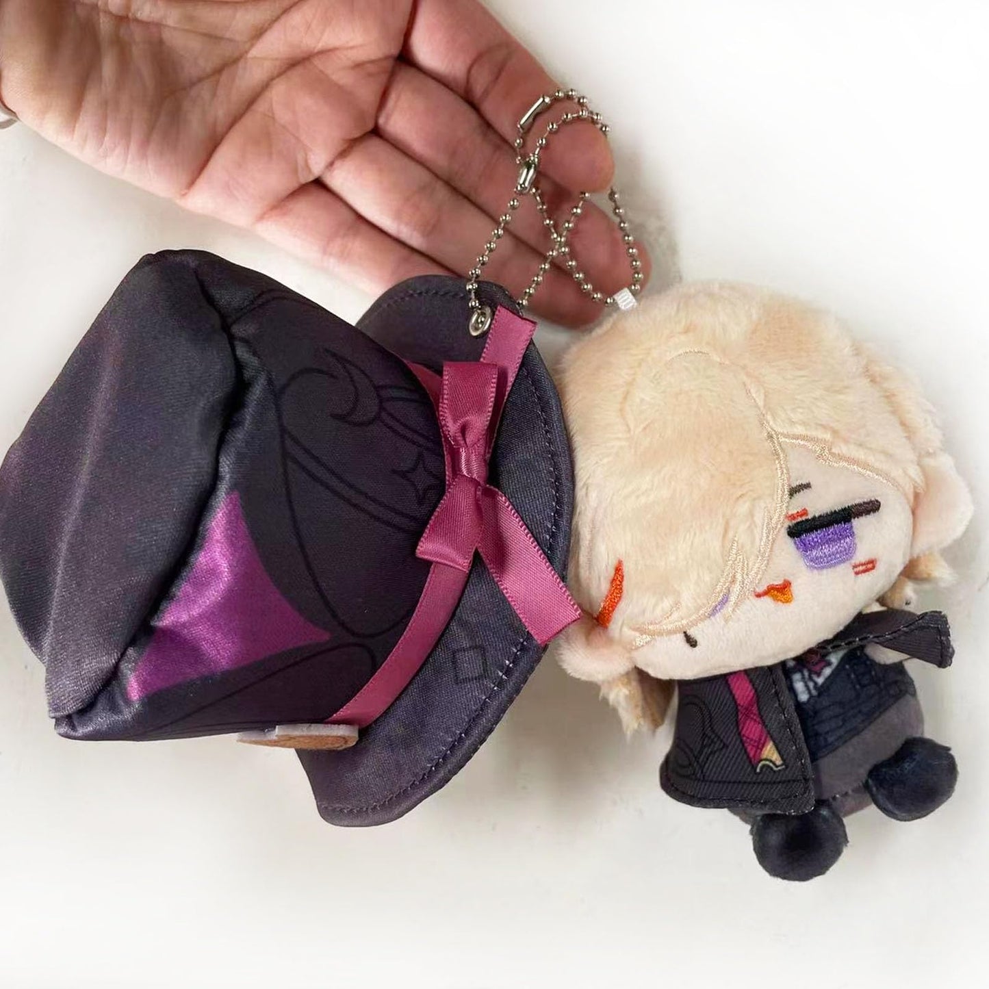 Calembou Anime Plush Keychain For Backpack, 4'' Cute Chibi Plush Figure, Furina Lyney Neuvillette Plush For Fans (Lyney)
