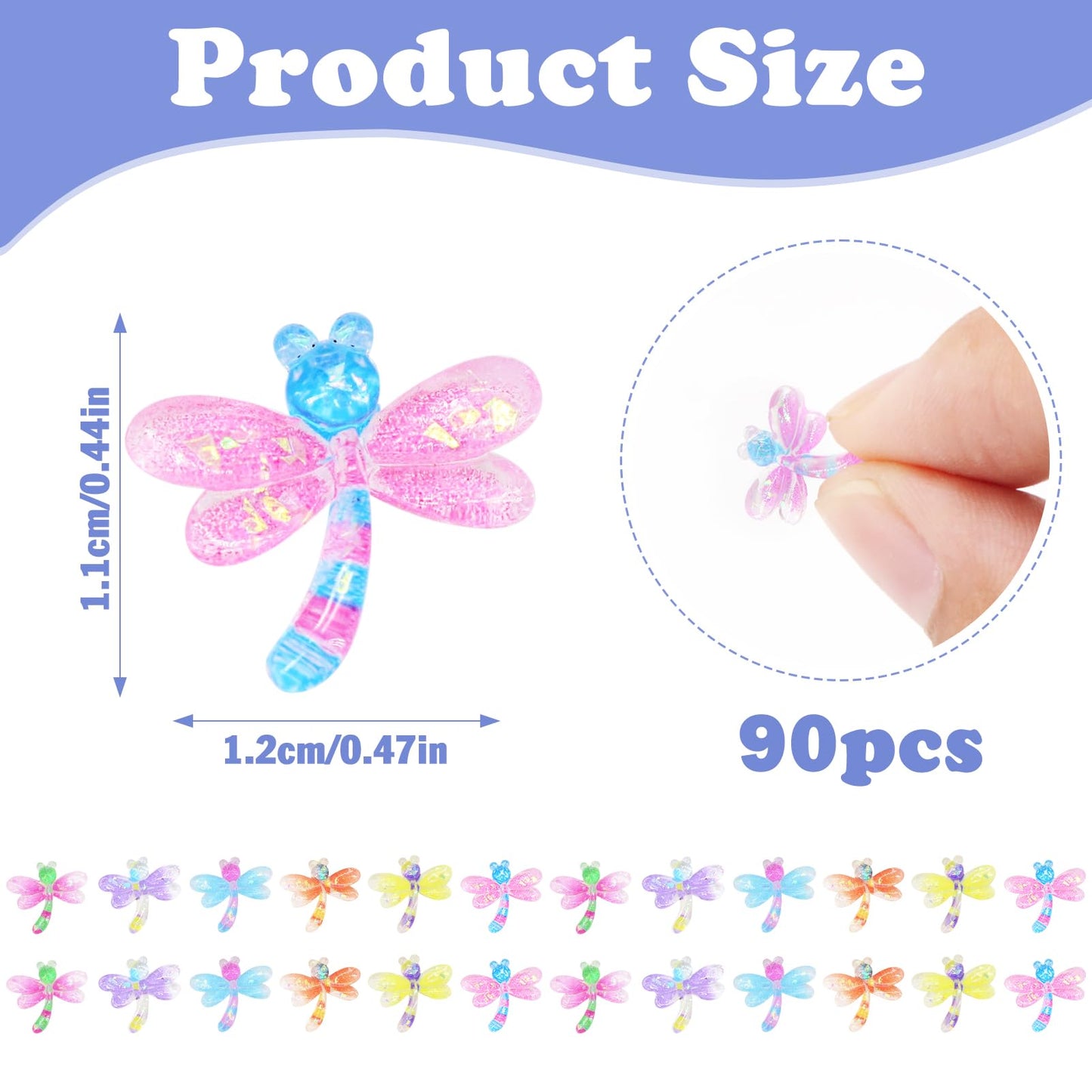 QUPIVA 90Pcs Mini Resin Dragonflies Figurine, Tiny Dragonfly Garden Decor for DIY Crafft Fairy Garden Dollhouse Micro Landscapin