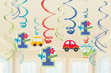 All Aboard Boy Value Pack Foil Swirl Decorations, Birthday