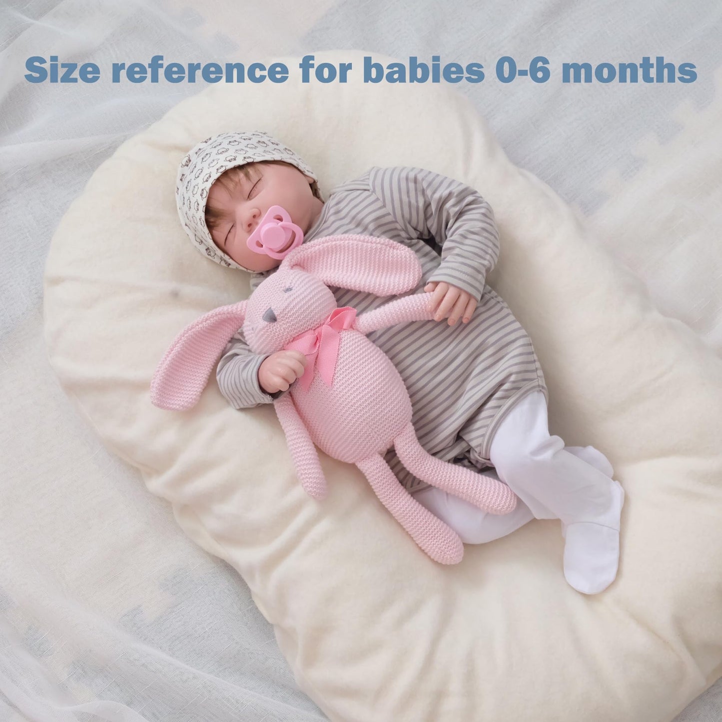 Fluffyfun Organic Baby Toys Pink Bunny Rabbit Stuffed Animal 7.1''