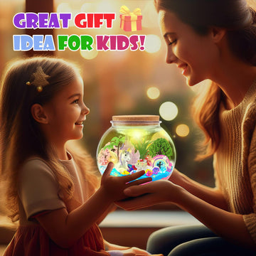 Mydova Unicorn Terrarium Crafts Kit For Kids - Unicorn Birthday Gifts Toys With Led Night Light-Up & Remote Control Diy Unicorns