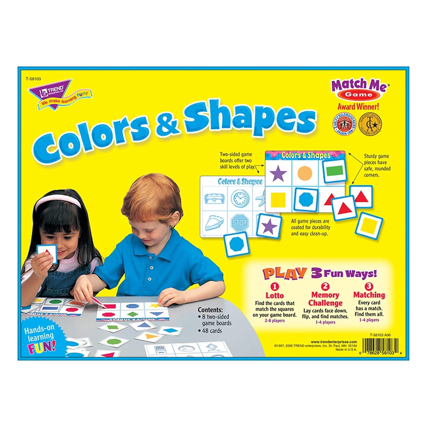 Trend T58103 Colors And Shapes Match Me Puzzle Game, Ages 4-7