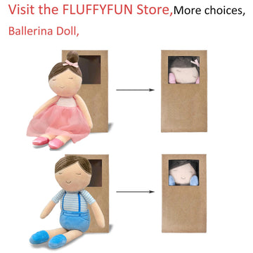 FLUFFYFUN Baby Doll Plush Ballerina Doll, 13.7" Soft Pink Polyester, Model DG01