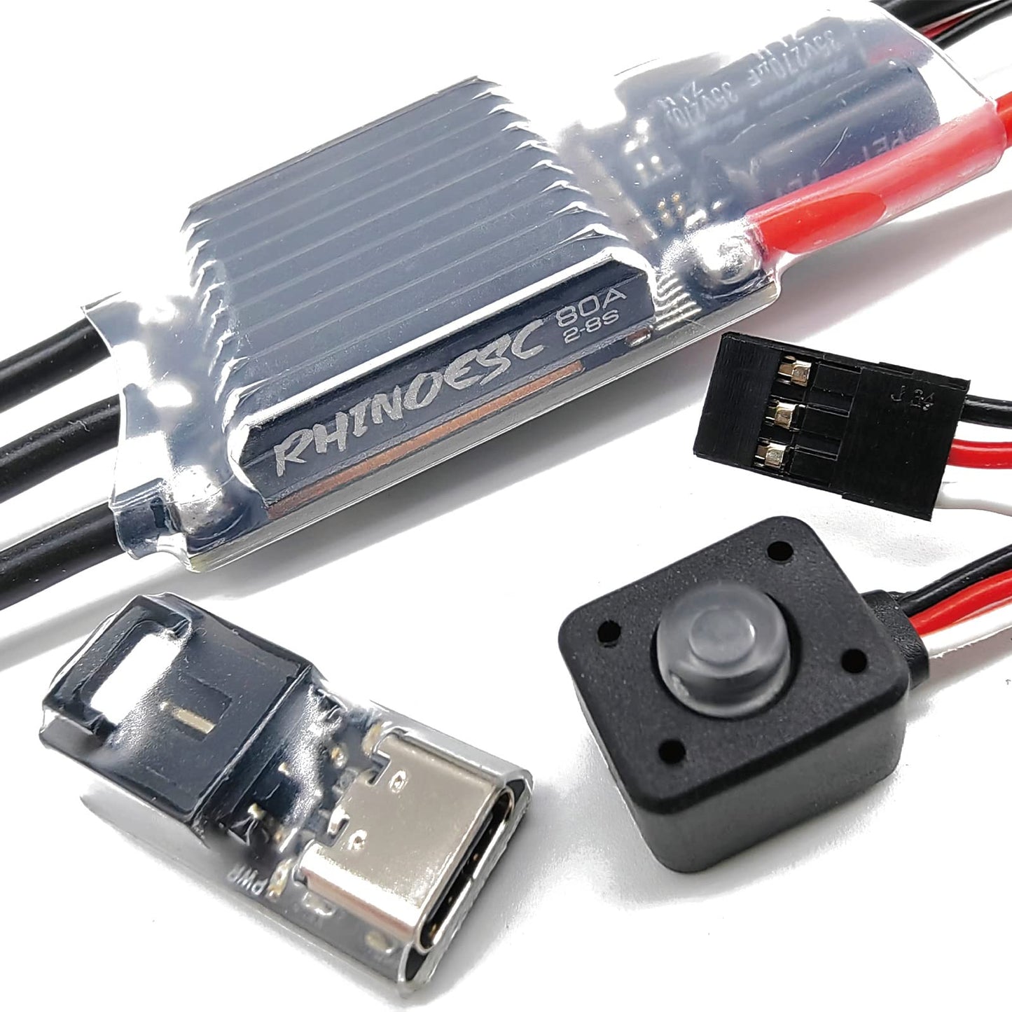 Rhinoesc Am32 Crawler Esc 80A Power System 2-8S Bec 5.20-8.2V Adjustable For 1/8 1/10 Scale Cars Crawler Car Axial Scx10 Traxxas