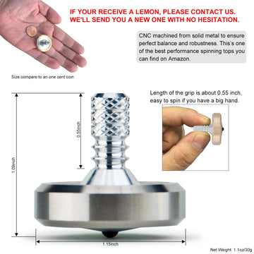 DjuiinoStar enhanced Spinning Top Stainless Steel Collar with Aluminum Stem 8-10 Minutes High Precision EDC Desktop Toy DST-810R