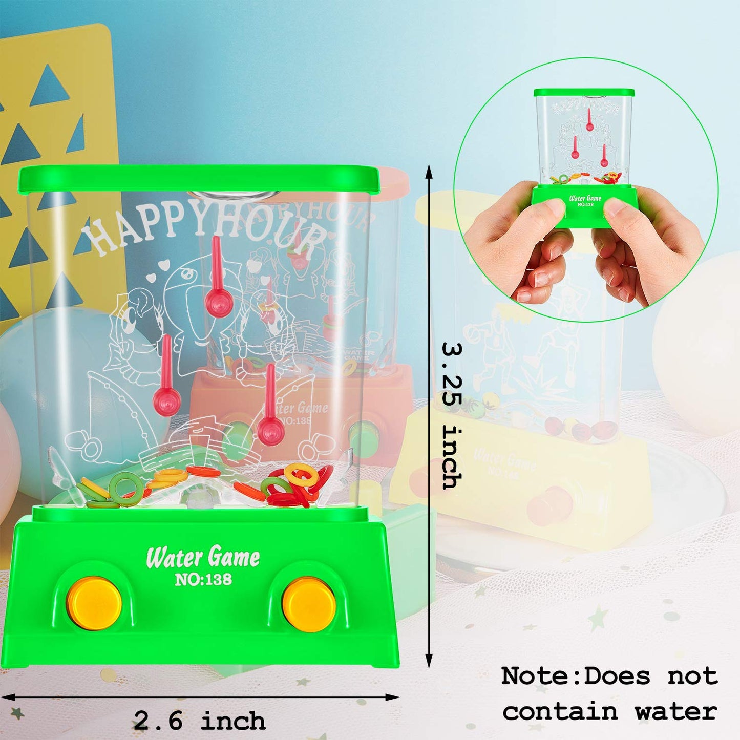 4 Pieces Handheld Water Game Arcade Water Tables For Beach Toys Party Favor Fish Rings For Different Ages Basketball Fun Gifts For Men Retro Pastime, Without Water (Chic Style)