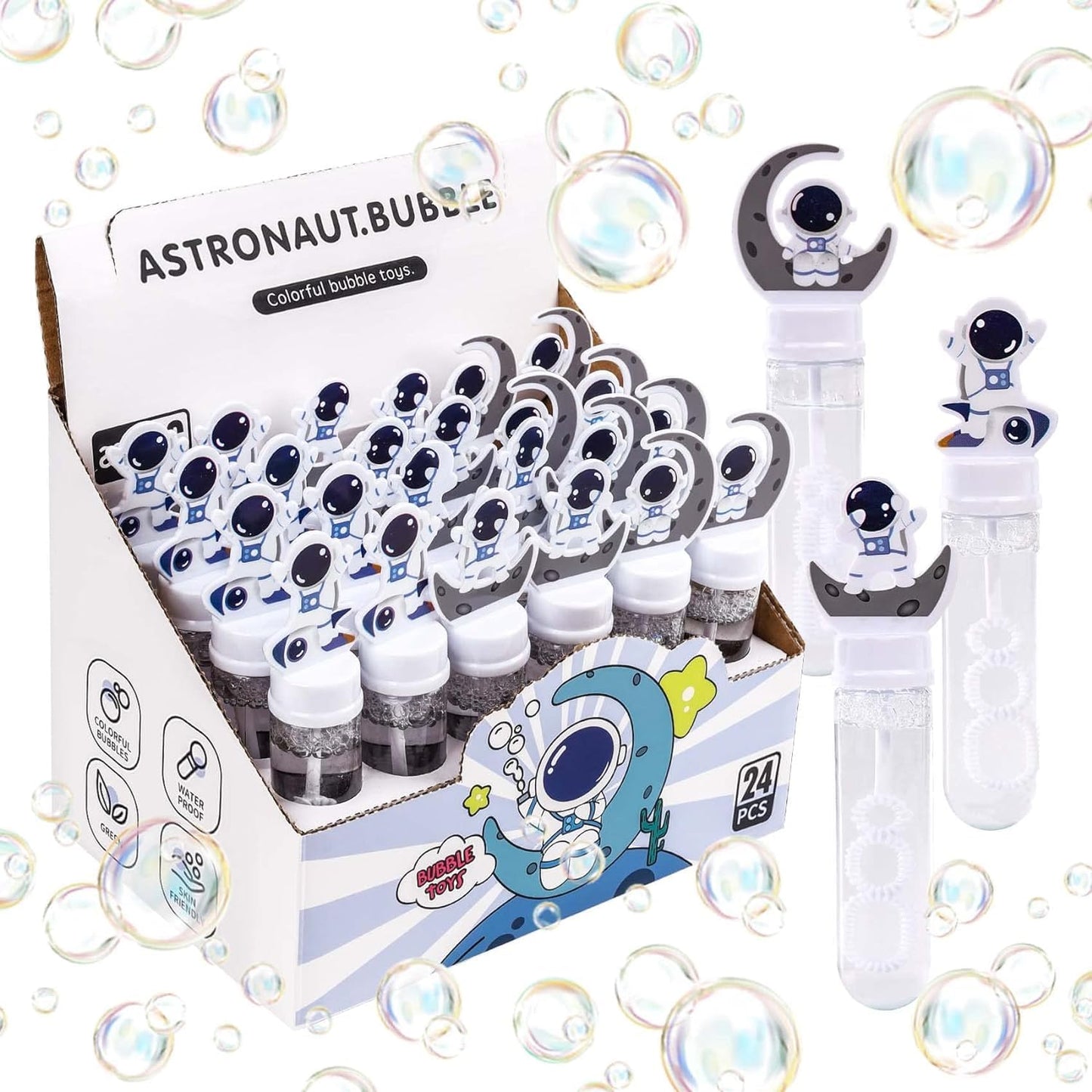 Joyypop 24 Pack Mini Bubble Wands For Kids Space Party Favors Astronaut Bubble Wands Summer Gifts For Boys Girls Space Theme Birthday Party