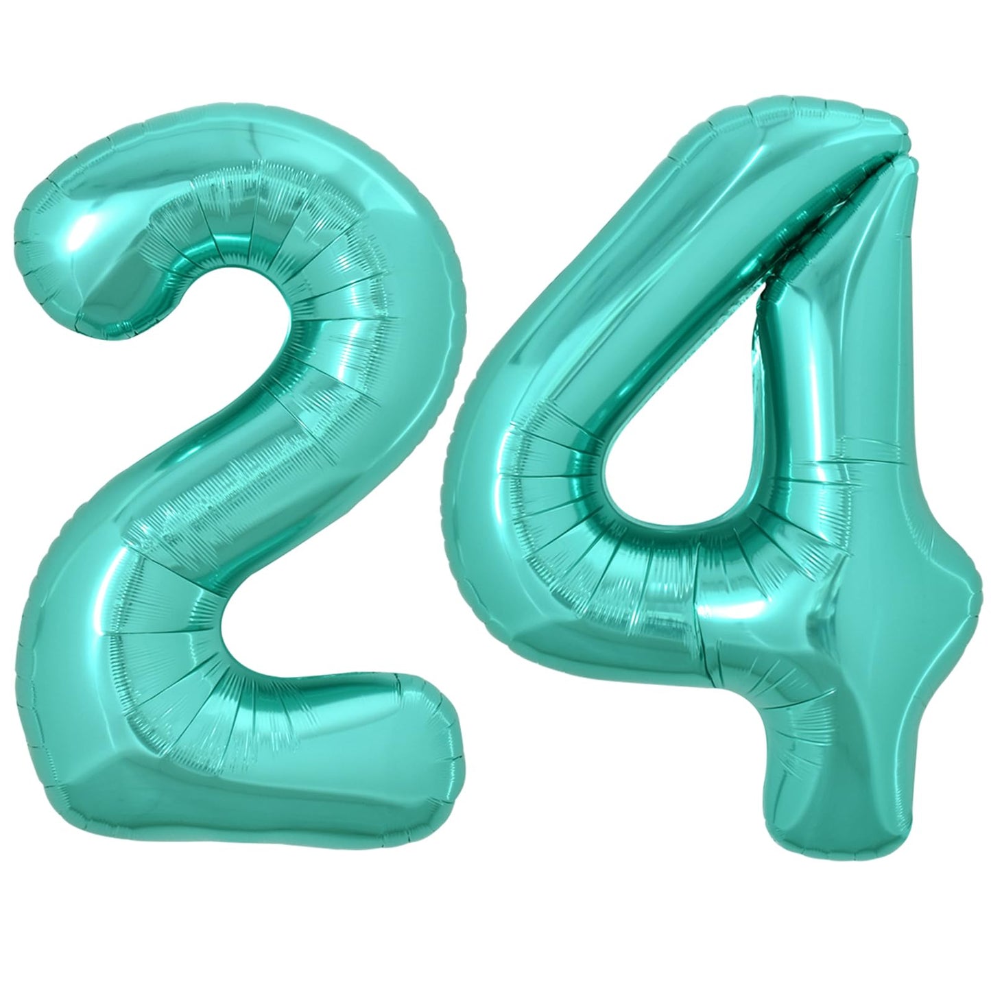 Toniful 40 Inch Large Teal Blue Number 24 Balloons Giant Digital 24 Or 42 Helium Balloons, Foil Mylar Big Number Balloons For 24