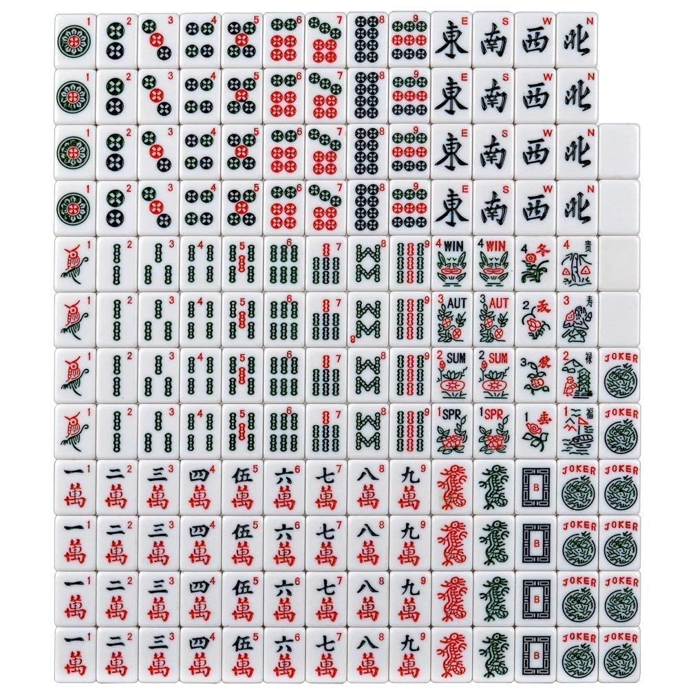 usamjtable 166 Tiles American Mahjong Set Soft Bag 4 All in One Color Pushers Racks Combo Easy Carry (Teal)
