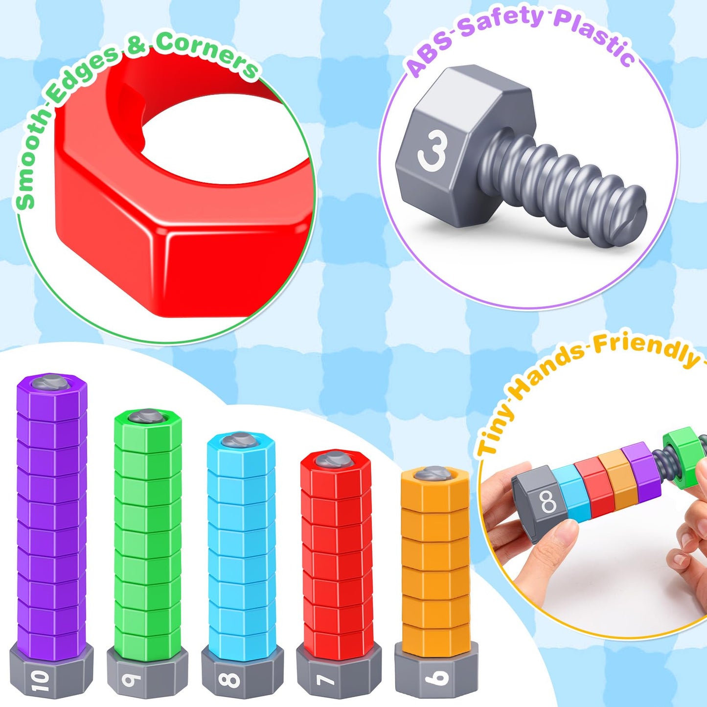 LIWIN LET'S GO! Montessori Toys for 1-5 Year Olds, 2-in-1 Counting & Spinning Stacking Toys, Educational Gifts for Kids, Autism Sensory Toy
