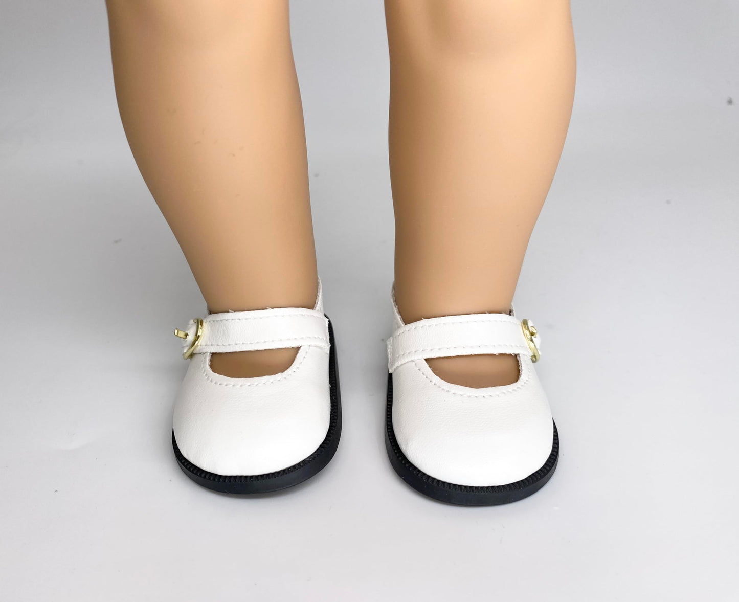 18'' American Doll Shoes- Mary Jane Matte Black, Red, White, Pink, Shiny Black Shoe (18'' Doll, White)