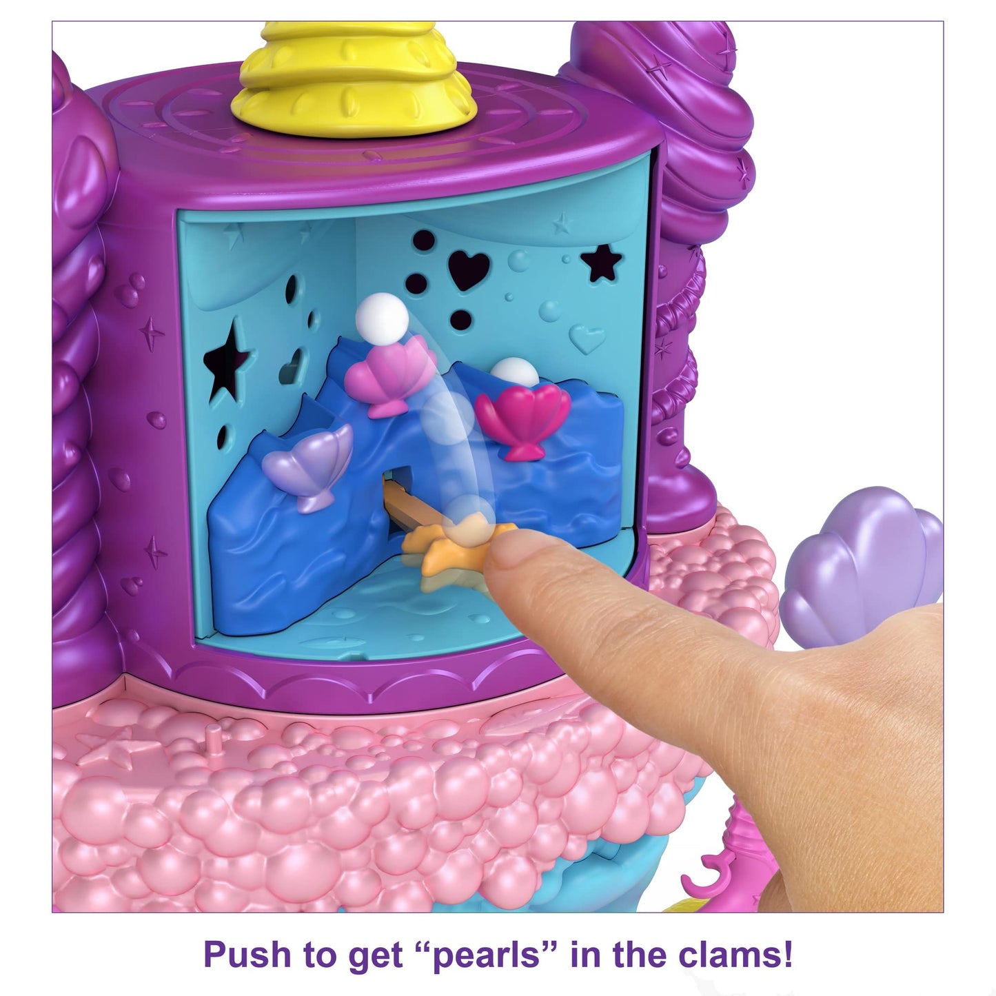 Polly Pocket Rainbow Funland Mermaid Cove Ride Playset, Polly & Mermaid Dolls, Accessories, Dispenser Feature For Surprises, Great Gift For Ages 4 & Up