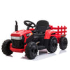 Tobbi 12V Battery-Powered Toy Tractor With Trailer And 35W Dual Motors,3-Gear-Shift Ground Loader Ride On With Led Lights And Usb Audio Functions In Red