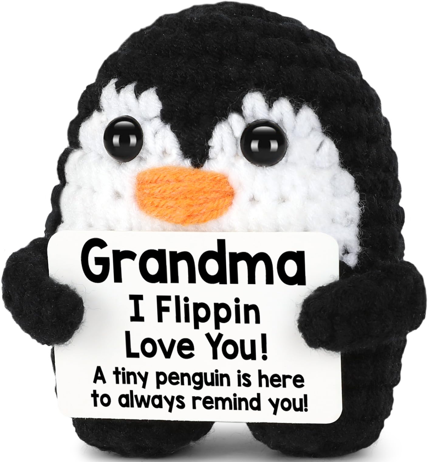 Grandma Gifts for Birthday Christmas, Handmade Crochet Mini Penguin Birthday Gift for Grandma from Granddaughter Grandson, Funny