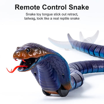 Amchsuri Remote Control Snakes Realistic Rc Snake Prank Blue Cobra Rechargeable Smart Sensing Snake Cat Toy With Infrared Controller Snake Toys For Kids/Cat (Blue)