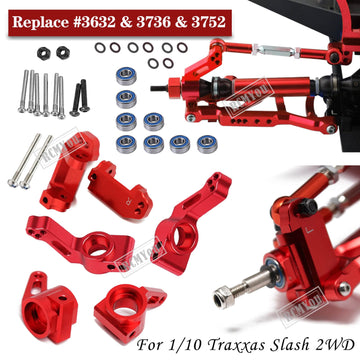 RCMYou Upgrades Part for 1/10 Slash 2WD,Alloy Front Rear Suspension Arm,Caster Block,Steering Blocks,Rear Stub Axle Carriers Upg