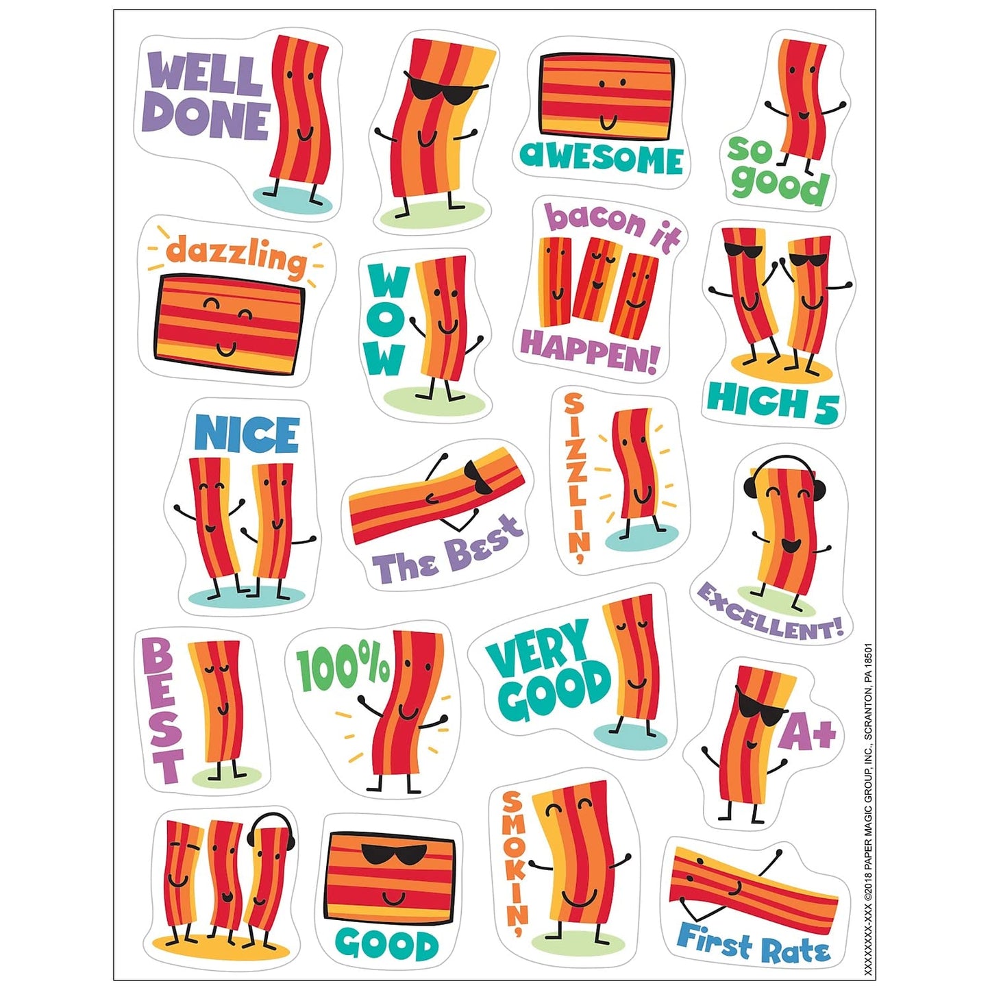 Bacon Scented Stickers, 80 Per Pack, 6 Packs