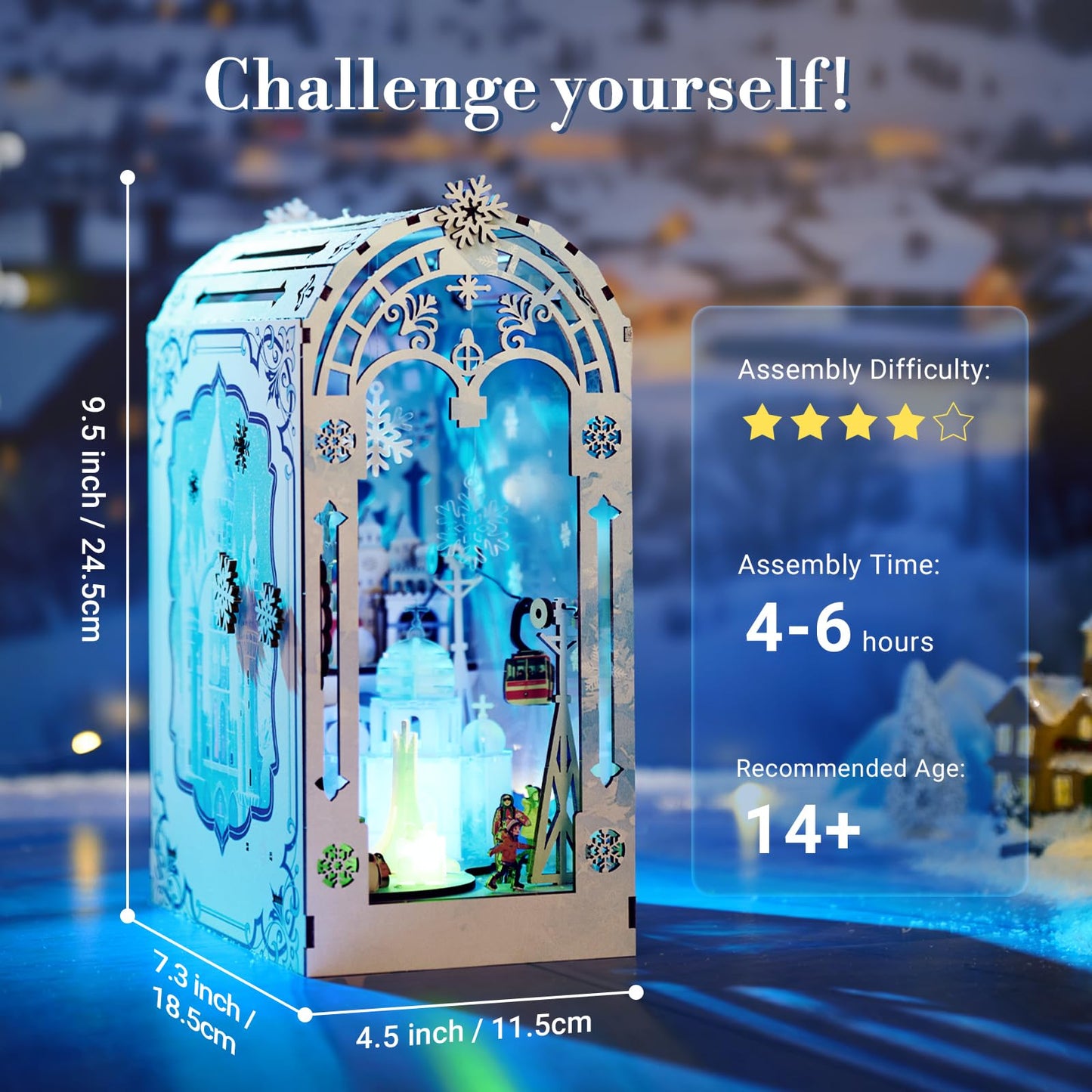 Marycele Book Nook Kit, Diy Dollhouse Bookshelf Insert Decor,3D Puzzles Wooden Booknook With Led Light, Diy Kits For Adults Craf