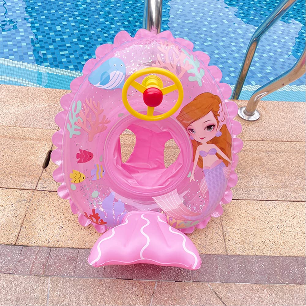 Baby Swimming Float Swim Ring Cute Floaties With Seat And Handle Pool Floats Toys Fun Water Raft Lounge Party Supplies For Infant Toddler Kids Children Age 1-5 Years