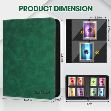 Old Canal Top Loader Binder 4 Pockets Card Binder Holds 112 Top Loaders enhanced Trading Card Collection Holder Top Loader Storage Album for TCG Sports Cards Dark Green (FOR TOP LOADERS ONLY)