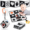Sammas Black And White High Contrast Baby Toys 0-3 Months For Newborn Toys Infant Sensory Soft Book Infant Tummy Time Toys For Brain Development Montessori Learning Activities For Babies(3 Pcs)