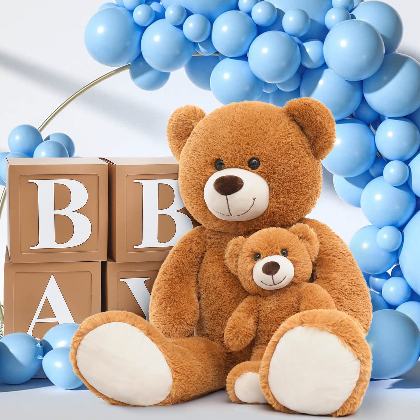 Tezituor Giant Teddy Bear Stuffed Animal 39In, Large Teddy Bear Mommy With Baby, Big Teddy Bear Stuffed Bear For Kids, Girlfriend On Valentine, Christmas, Baby Shower, Brown